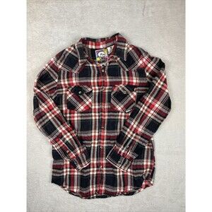 Mambo Flannel Shirt Men’s Small Plaid Long Sleeve Snap 100% Cotton Red